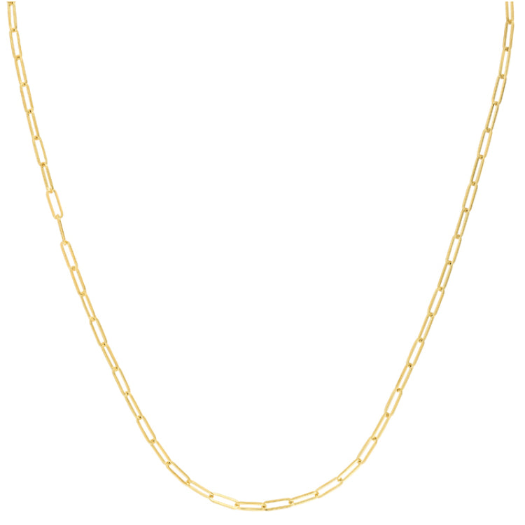 10K Yellow Gold 2.5mm Paperclip 20 Chain with Lobster Lock