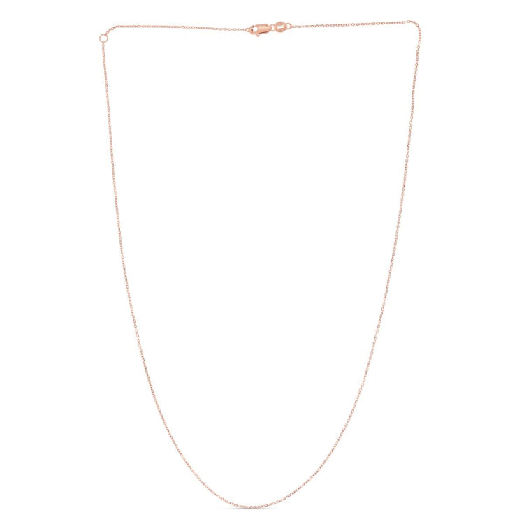 14K Rose Gold 1.1mm Extendable Diamond Cut Cable 18 Chain (Jump Ring at 16 inch) with Lobster Lock