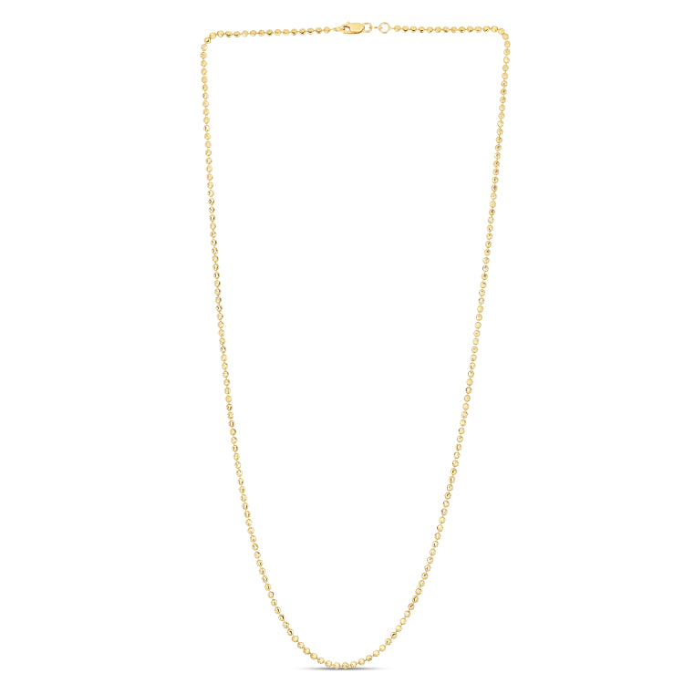 14K Yellow Gold 2mm Moon 16 Chain Necklace with Lobster Clasp