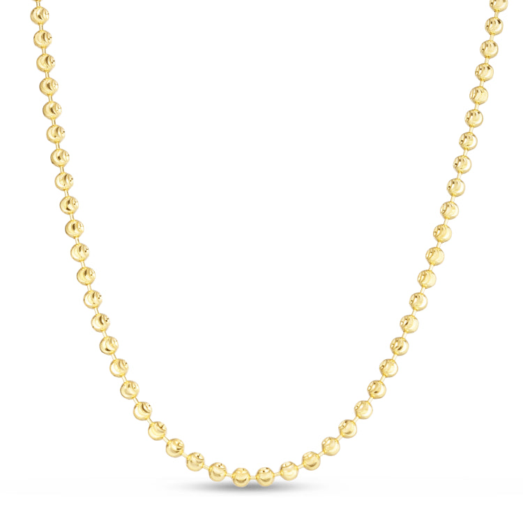 14K Yellow Gold 3mm Moon 16 Chain Necklace with Lobster Clasp