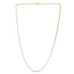 14K Two-tone Gold 2.3mm Round Pave Franco 24 Chain Necklace with Lobster Clasp
