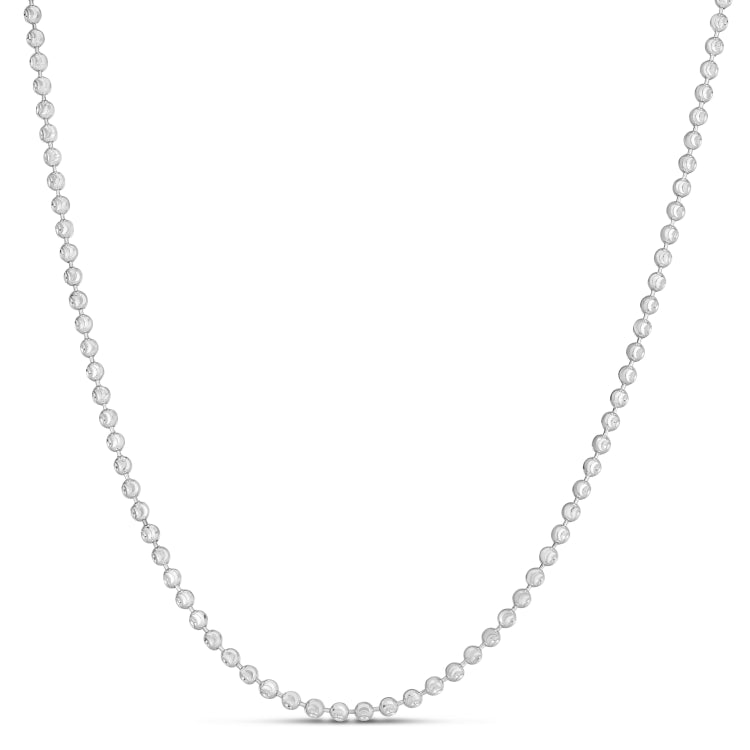 14K White Gold 2.5mm Moon 16 Chain Necklace with Lobster Clasp