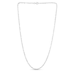 Sterling Silver 2.5mm Moon-cut Bead 16 Chain with Lobster Clasp. Item has rhodium finish.
