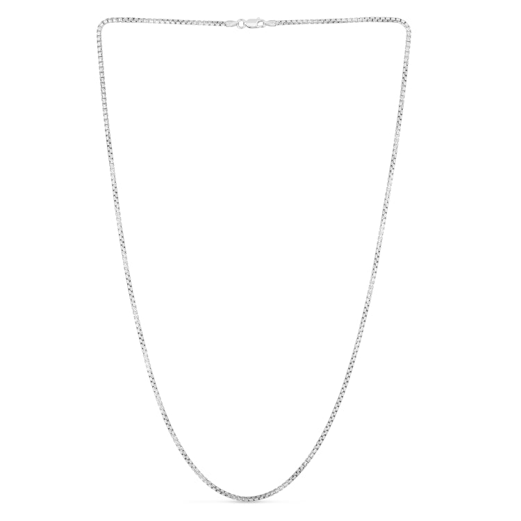 Sterling Silver 1.9mm Rockstar Cut Round Box 20 Chain with Lobster Clasp. Item has rhodium finish.
