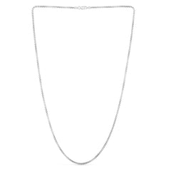 Sterling Silver 1.9mm Rockstar Cut Round Box 20 Chain with Lobster Clasp. Item has rhodium finish.