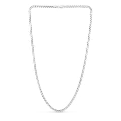 Sterling Silver 2.9mm Rockstar Cut Round Box 18 Chain with Lobster Clasp. Item has rhodium finish.