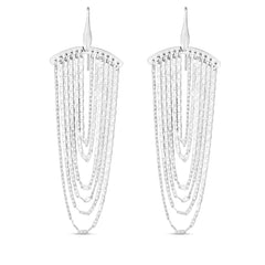Sterling Silver Multi Strand Chain Drop Chandelier Earrings with Euro Wire