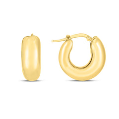 14K Yellow Gold Small Puffy Hoops with Hinged Clasp