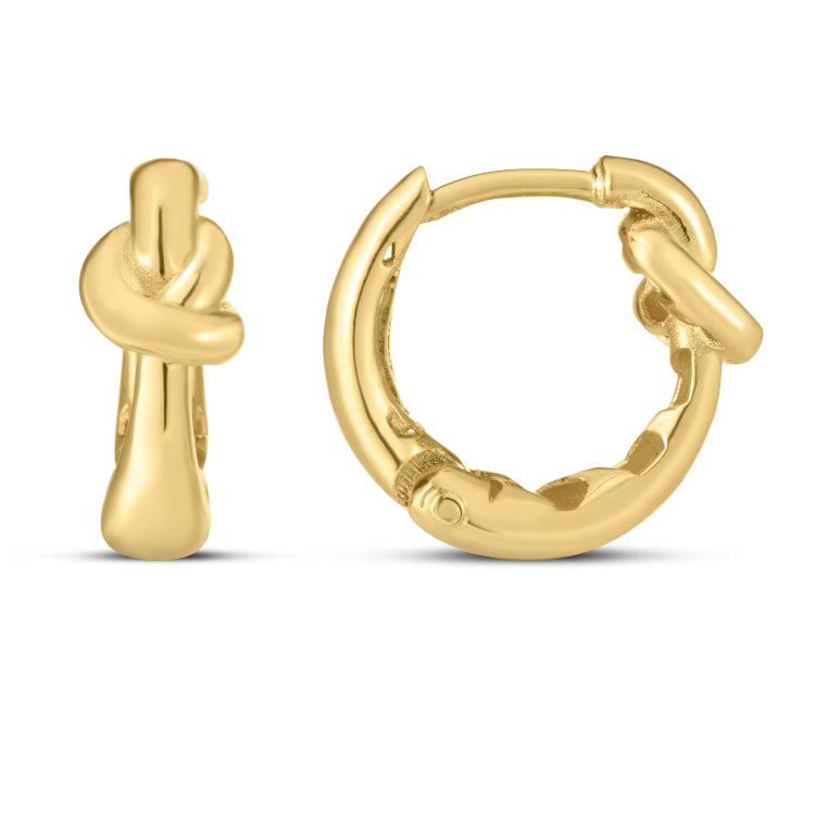 14K Yellow Gold Loveknot Hoops with Snap Clasp