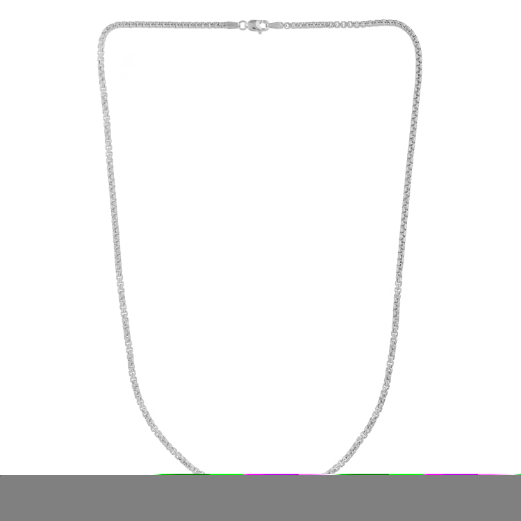 14K White Gold 16 2.5mm Solid Round Box Chain with Lobster Clasp