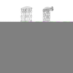 Silver Polished Fancy Chain Drop Earrings with Push Back Closure. Rhodium Plated.