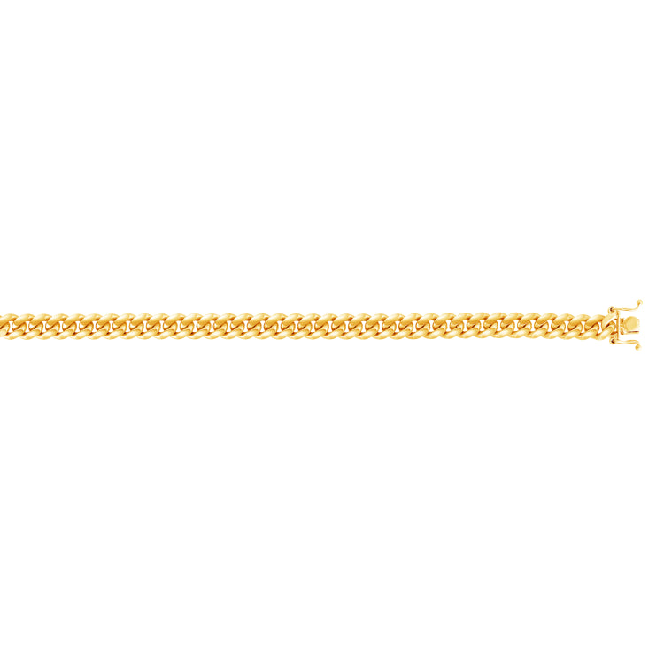 Silver (14k Yellow Gold Plated) 7mm Polished 8.5 Miami Cuban Chain Bracelet with Box Clasp.