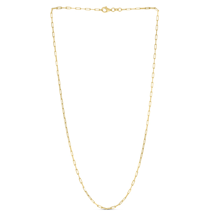 Silver (14k Yellow Gold Plated) 20 1.8mm Diamond Cut Paperclip Chain Necklace with Lobster Clasp.