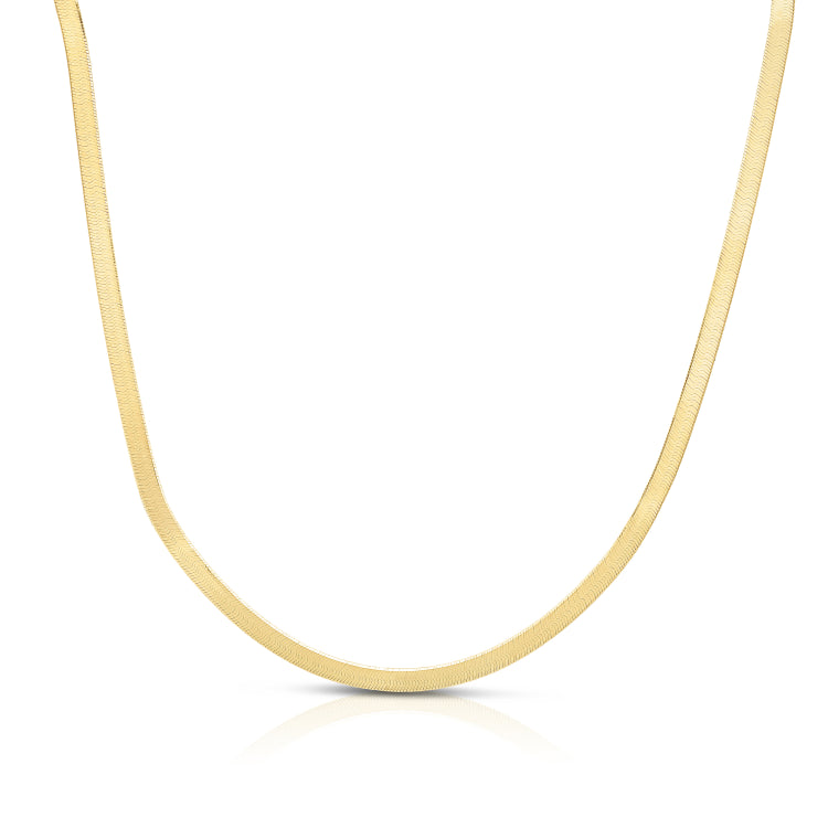 Silver (14k Yellow Gold Plated) 16 4.2mm Imperial Herringbone Chain Necklace with Lobster Clasp.