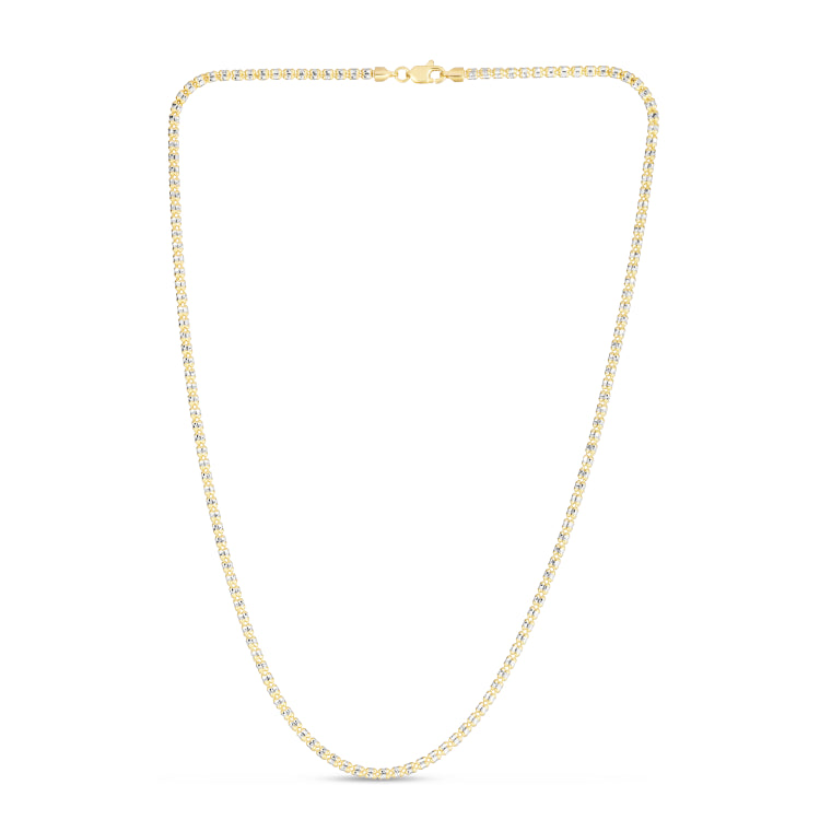 14K Two-tone Gold 16 2.7mm Fancy Ice Chain Necklace with Lobster Clasp