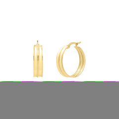 14K Yellow Gold Large Concave Hoop Earrings with Hinged Clasp