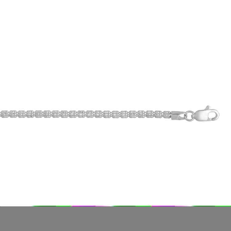 14K White Gold 2.74mm Fancy 22 Ice Chain Necklace with Lobster Clasp