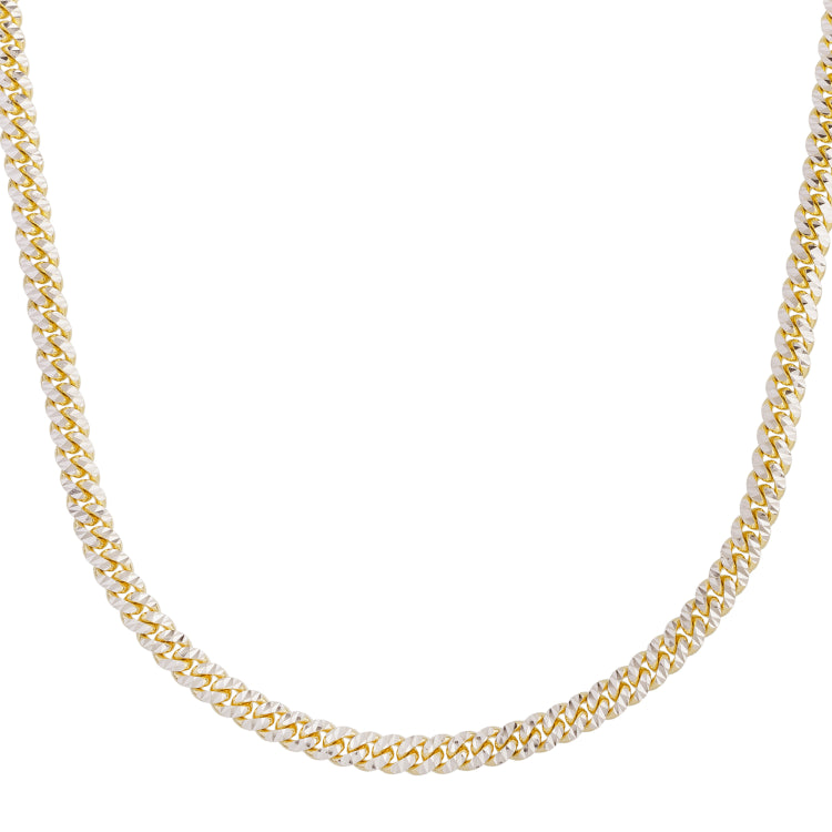 14K Yellow Gold 5mm Pave Classic Miami Cuban 22 Chain with Box with Both Side Figure 8 Clasp