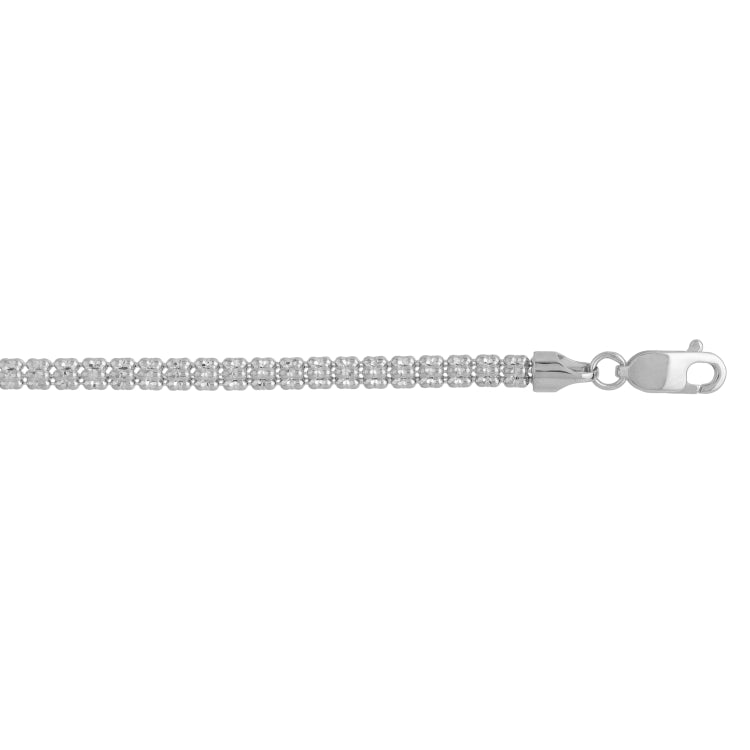 14K White Gold 3.3mm Fancy Ice 16 Chain Necklace with Lobster Clasp