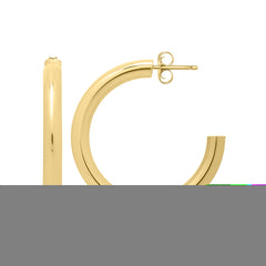 14K Gold Round C Hoops with Push Back clasp