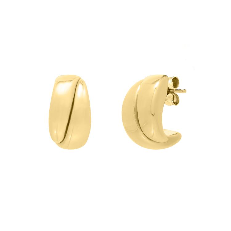 14K Gold Split Puffed Up Hoops with Push Back clasp