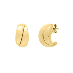 14K Gold Split Puffed Up Hoops with Push Back clasp