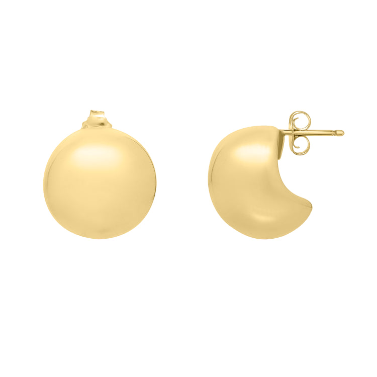 14K Gold Puffed Up Button Studs with Push Back clasp