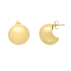 14K Gold Puffed Up Button Studs with Push Back clasp