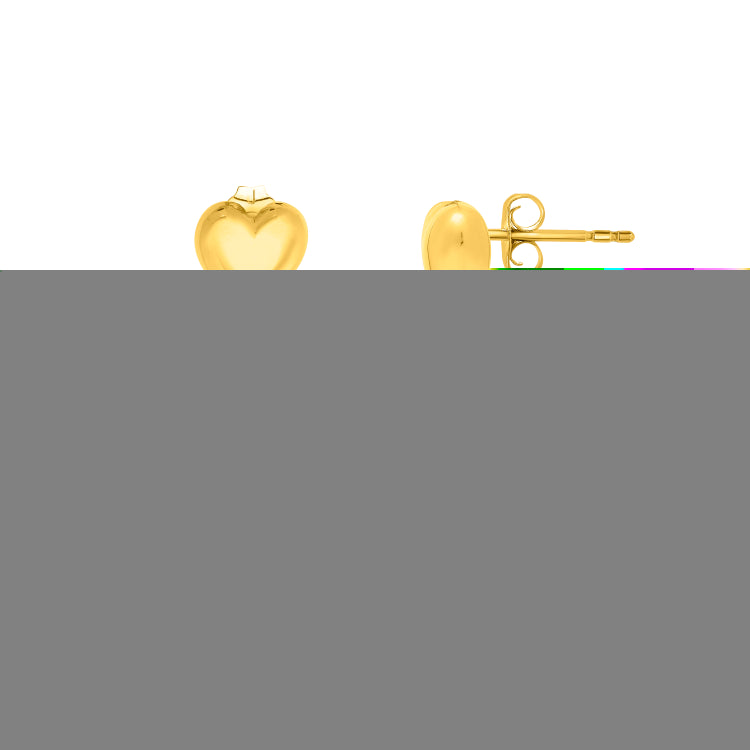 Sterling Silver (Yellow Gold Plated) Polished Puffed Double Heart Drop Earrings with Push Back Clasp.