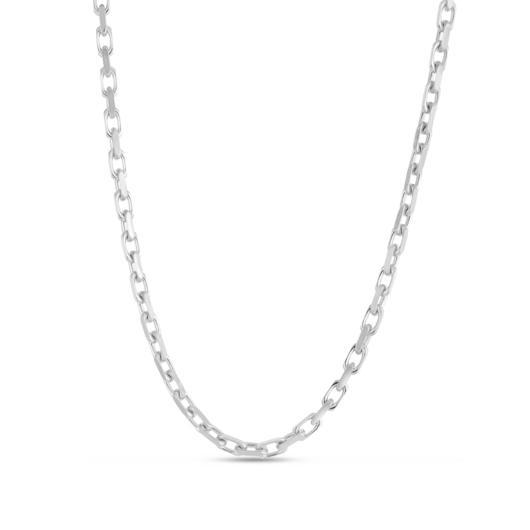 Sterling Silver 3.4mm 24 French Cable Chain with Lobster Clasp. Item is rhodium plated.