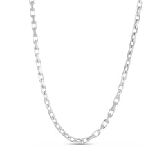 Sterling Silver 3.4mm 24 French Cable Chain with Lobster Clasp. Item is rhodium plated.