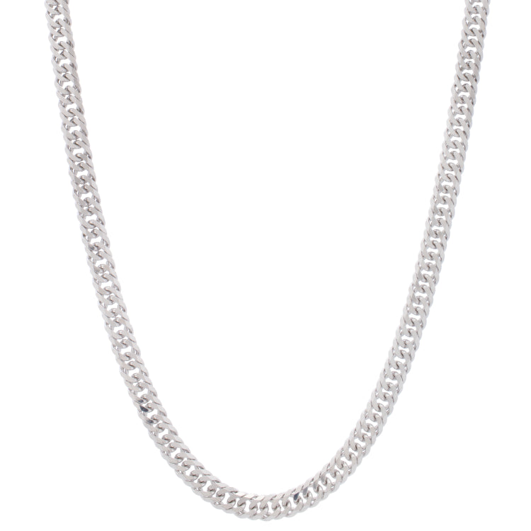 Sterling Silver 6.7mm 24 Flat Miami Cuban Chain Necklace with Lobster Clasp. Item is rhodium plated.