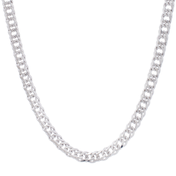 Sterling Silver 7.8mm 22 Flat Miami Cuban Chain Necklace with Lobster Clasp. Item is rhodium plated.