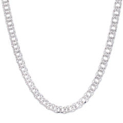 Sterling Silver 7.8mm 24 Flat Miami Cuban Chain Necklace with Lobster Clasp. Item is rhodium plated.