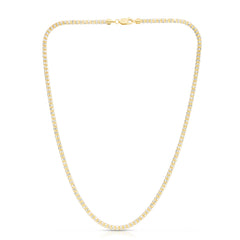 14K Two-tone Yellow Gold 16 3.3mm Fancy Ice Chain Necklace with Lobster Clasp