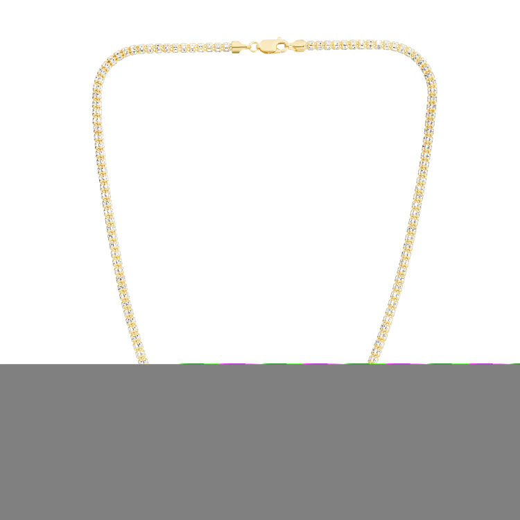 10K Two-tone Gold 18 3.3mm Fancy Ice Chain Necklace with Lobster Clasp