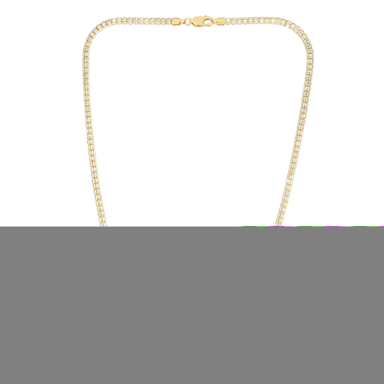 10K Two-tone Gold 22 3.8mm Fancy Ice Chain Necklace with Lobster Clasp