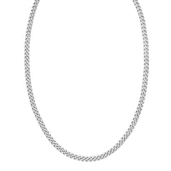 Sterling Silver 22 6.1mm Vintage Puffed Miami Cuban Chain Necklace with Lobster Clasp. Item is rhodium plated.