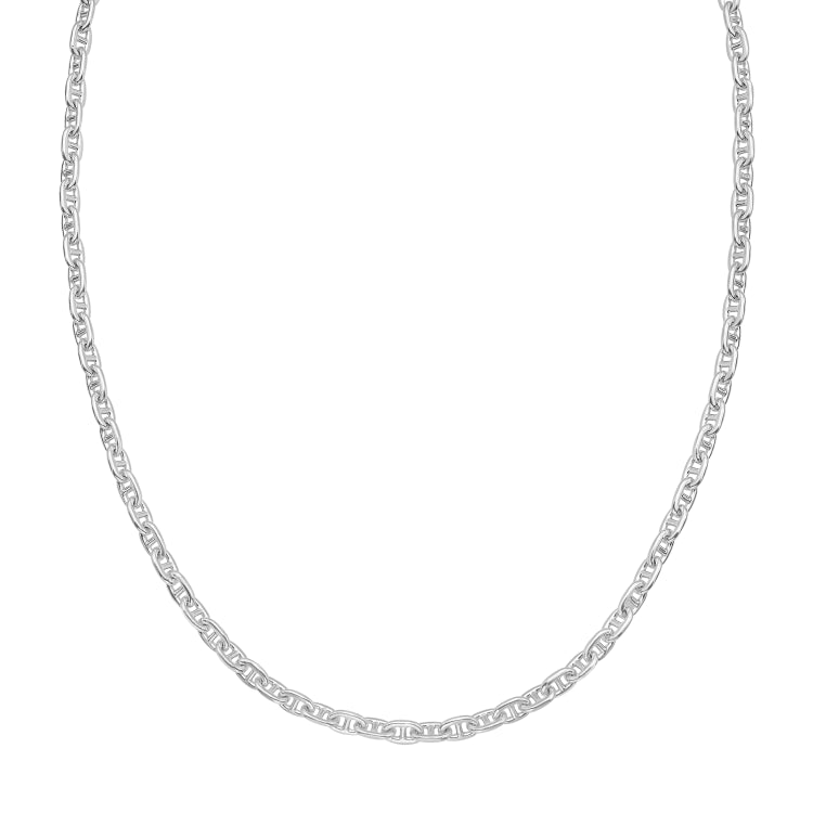 Sterling Silver 20 4.35mm Anchor Chain with Lobster Clasp. Item is rhodium plated.