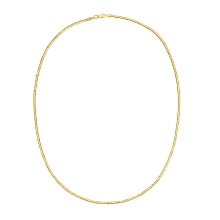 14K Yellow Gold 2mm 16 Oval Snake Chain Necklace with Lobster Clasp