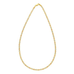 14K Tricolor Gold 18 3mm Pave Valentino Chain Necklace with Lobster Clasp