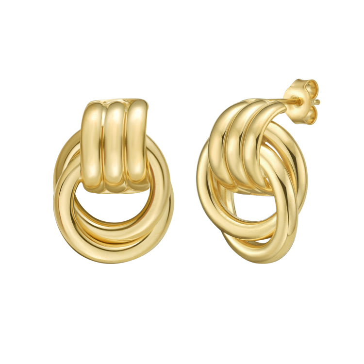 Sterling Silver (Yellow Gold Plated) Knot Earring with Push Back Clasp