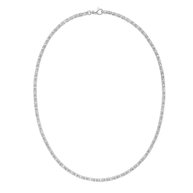 Sterling Silver 22 3.2mm Solid Round Byzantine Necklace with Pear Shaped Lobster Clasp
