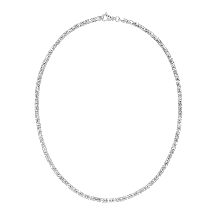 Sterling Silver 20 4.1mm Solid Round Byzantine Chain with Pear Shaped Lobster Clasp