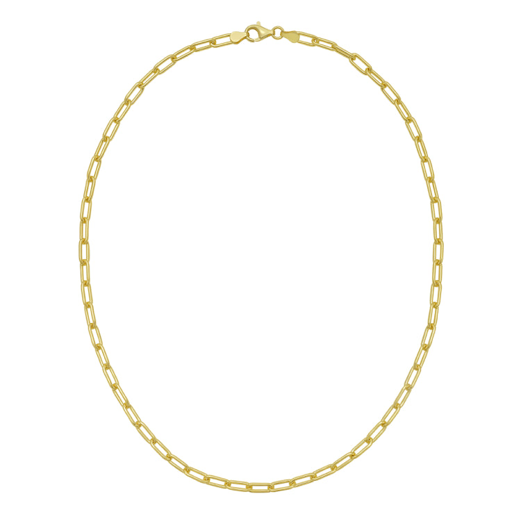 Silver with Gold Plating 20 4.1mm Round Link Paperclip Chain with Pear Shaped Lobster Clasp