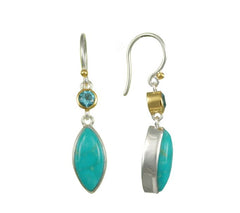 Silver & Gold Earrings with Turquoise & Topaz