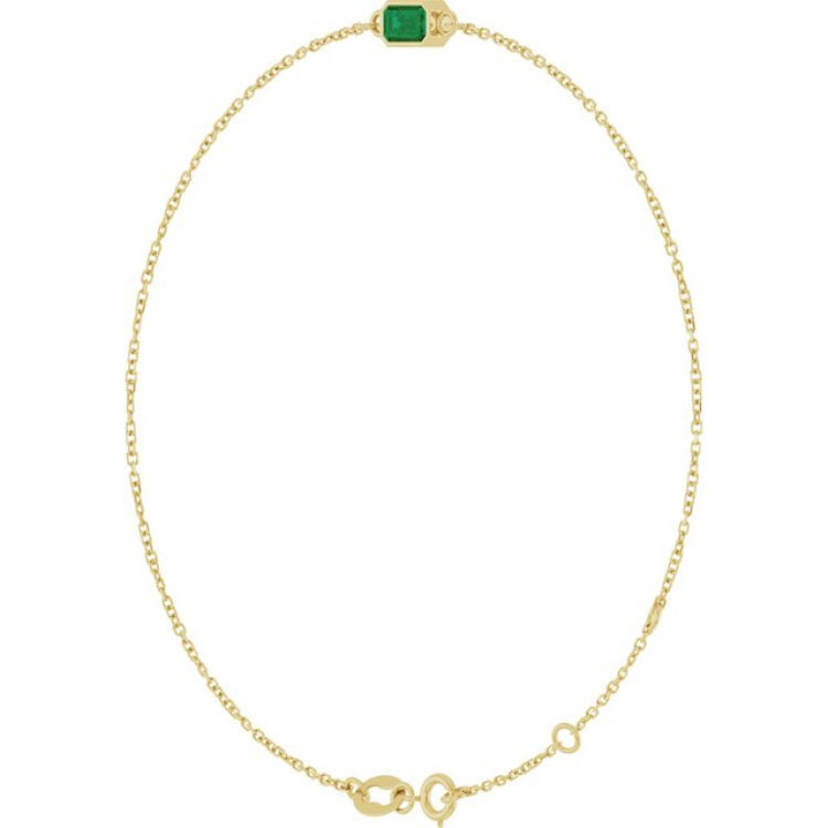 14K Yellow Gold Lab-Grown Emerald 6 1/2-7 1/2" Bracelet