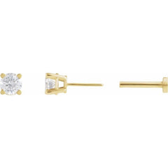 14K Yellow Gold 1/6 CT Lab-Grown White Diamond Earring