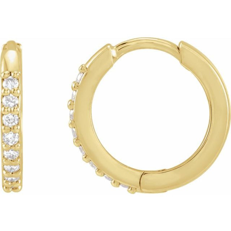 14K White Gold 1/3 CTW Lab-Grown Diamond Hinged 15 mm Hoop Earrings