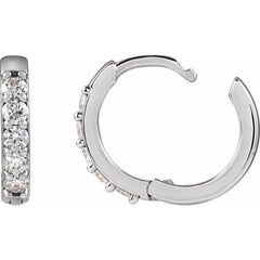 14K White Gold 1/4 CTW Lab-Grown Diamond Hinged 12.5 mm Hoop Earrings